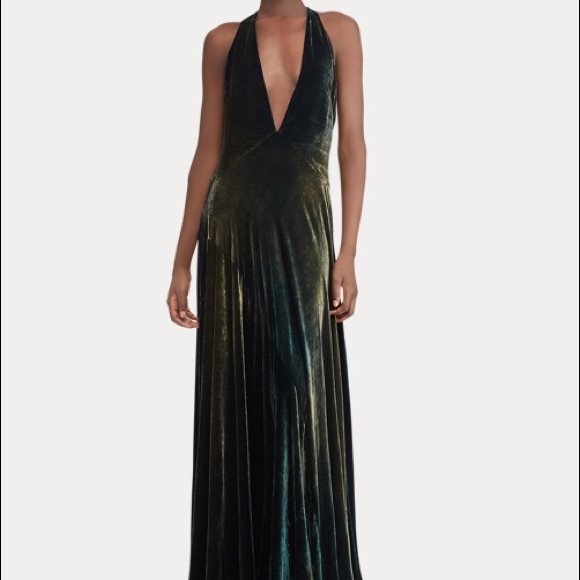 Ralph Lauren Hadley Green Velvet Gown NWT - Picture 2 of 12